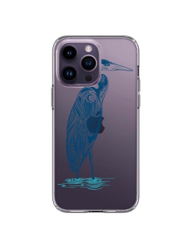 Coque iPhone 14 Pro Max Heron Blue Oiseau Transparente - Rachel Caldwell
