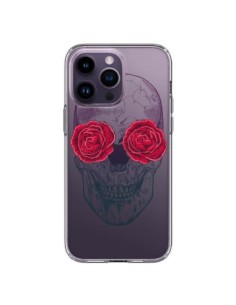 iPhone 14 Pro Max Case Skull Pink Flowers Clear - Rachel...