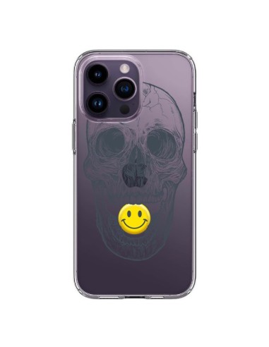 Coque iPhone 14 Pro Max Tête de Mort Smiley Transparente - Rachel Caldwell