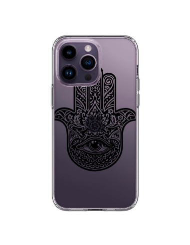 Coque iPhone 14 Pro Max Hamsa Cinq Doigts Main Mauvais Oeil Transparente - Rachel Caldwell