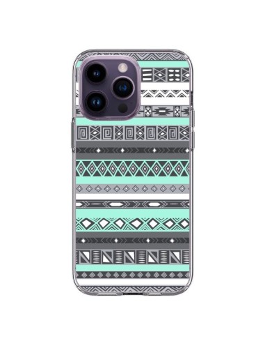 Coque iPhone 14 Pro Max Azteque Aztec Bleu Pastel - Rex Lambo