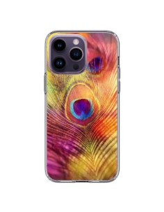 Coque iPhone 14 Pro Max Plume de Paon Multicolore -...