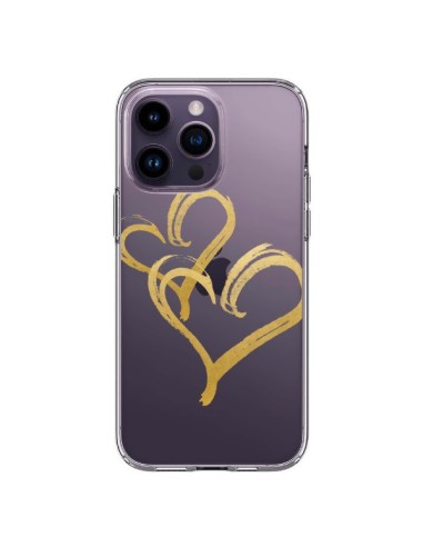 Coque iPhone 14 Pro Max Deux Coeurs Love Amour Transparente - Sylvia Cook