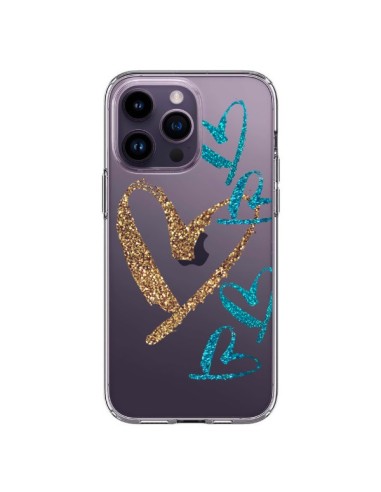 Coque iPhone 14 Pro Max Coeurs Heart Love Amour Transparente - Sylvia Cook