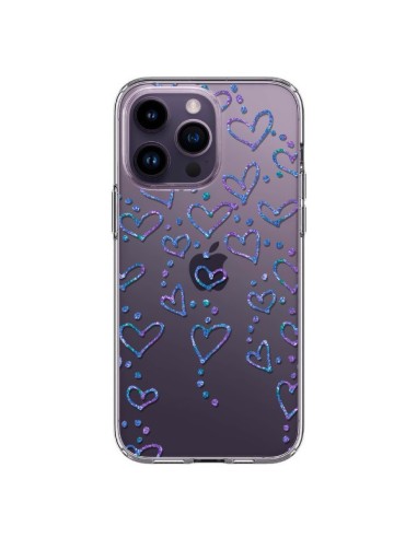 Coque iPhone 14 Pro Max Floating hearts coeurs flottants Transparente - Sylvia Cook