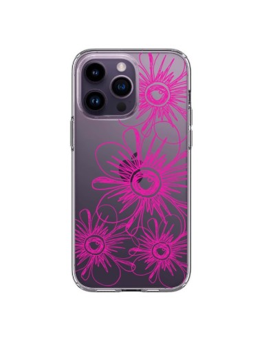 Cover iPhone 14 Pro Max Fiori Primaverili Rosa Trasparente - Sylvia Cook