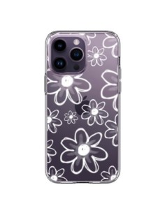 iPhone 14 Pro Max Case Mandala White Flower Clear -...