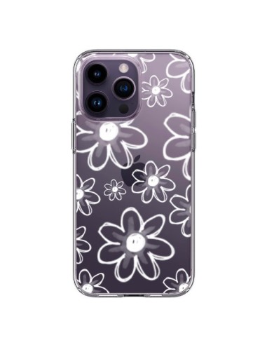 Coque iPhone 14 Pro Max Mandala Blanc White Flower Transparente - Sylvia Cook