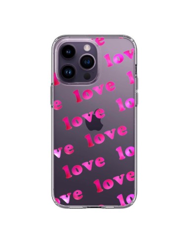 Coque iPhone 14 Pro Max Pink Love Rose Transparente - Sylvia Cook