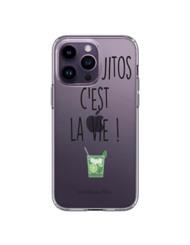 Coque iPhone 14 Pro Max Les Mojitos, c'est la vie Transparente - Les Vilaines Filles