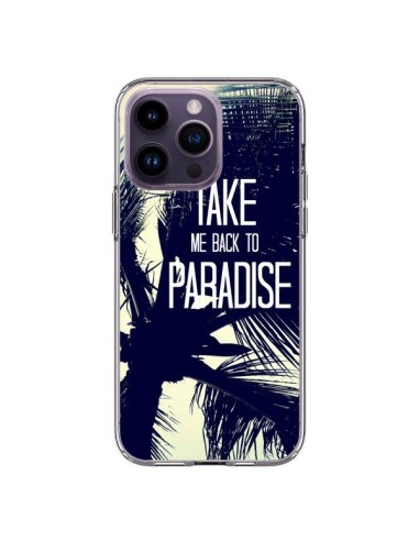 Coque iPhone 14 Pro Max Take me back to paradise USA Palmiers - Tara Yarte