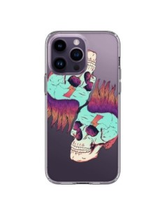 Cover iPhone 14 Pro Max Teschio Punk Doppio Trasparente -...