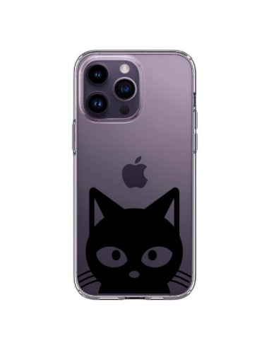 Cover iPhone 14 Pro Max Testa Gatto Nero Trasparente - Yohan B.