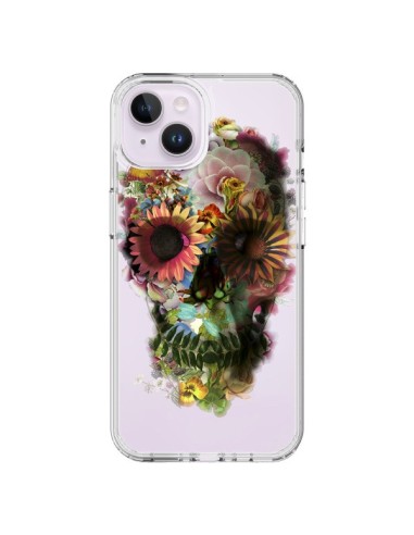 iPhone 14 Plus Case Skull Flowers Clear - Ali Gulec
