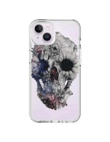 Coque iPhone 14 Plus Floral Skull Tête de Mort Transparente - Ali Gulec