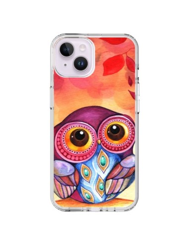 Coque iPhone 14 Plus Chouette Feuilles Automne - Annya Kai