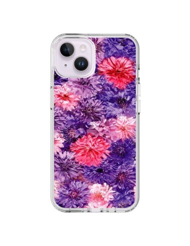 Coque iPhone 14 Plus Fleurs Violettes Flower Storm - Asano Yamazaki