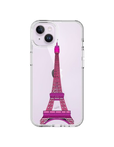 Coque iPhone 14 Plus Tour Eiffel Rose Paris Transparente - Asano Yamazaki