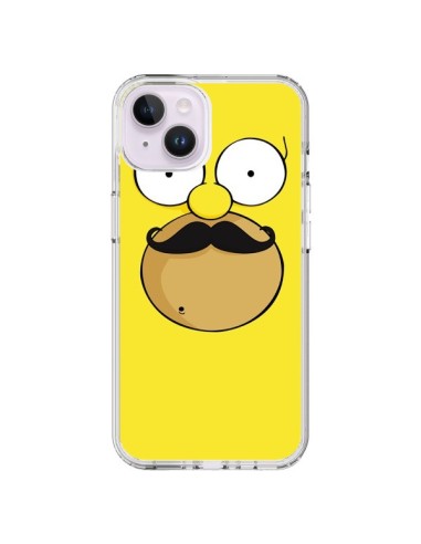 Coque iPhone 14 Plus Homer Movember Moustache Simpsons - Bertrand Carriere
