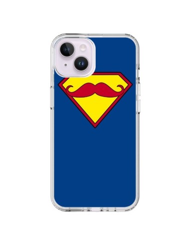 Coque iPhone 14 Plus Super Moustache Movember Superman - Bertrand Carriere