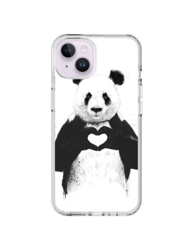 Coque iPhone 14 Plus Panda Amour All you need is love - Balazs Solti