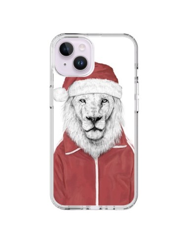Coque iPhone 14 Plus Santa Lion Père Noel - Balazs Solti