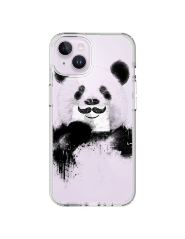 Coque iPhone 14 Plus Funny Panda Moustache Transparente - Balazs Solti