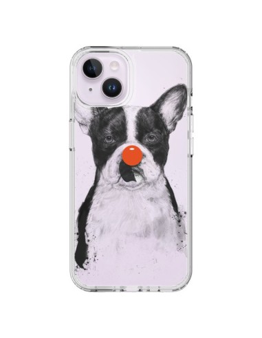 Coque iPhone 14 Plus Clown Bulldog Dog Chien Transparente - Balazs Solti