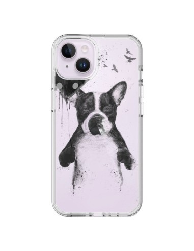 Coque iPhone 14 Plus Love Bulldog Dog Chien Transparente - Balazs Solti