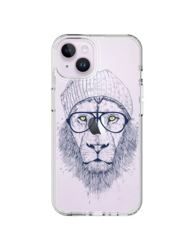 Coque iPhone 14 Plus Cool Lion Swag Lunettes Transparente - Balazs Solti