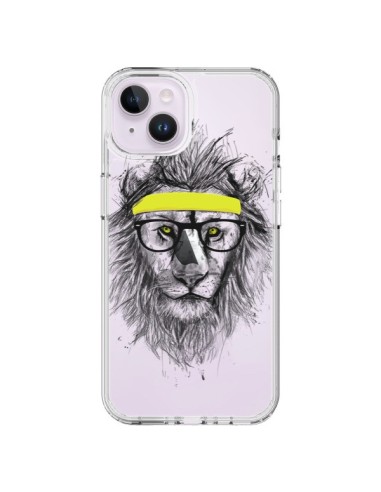 Coque iPhone 14 Plus Hipster Lion Transparente - Balazs Solti