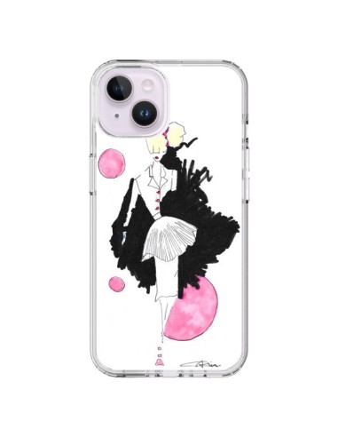 Coque iPhone 14 Plus Demoiselle Femme Fashion Mode Rose - Cécile