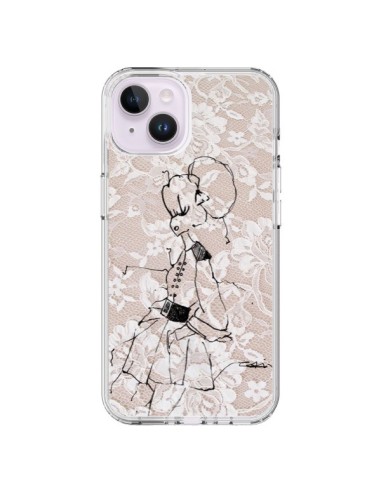 Coque iPhone 14 Plus Croquis Dentelle Femme Fashion Mode - Cécile