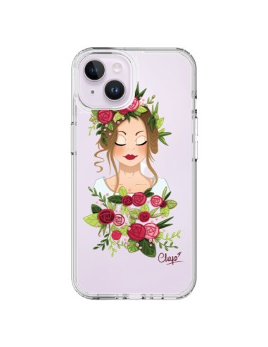 Coque iPhone 14 Plus Femme Closed Eyes Fleurs Transparente - Chapo