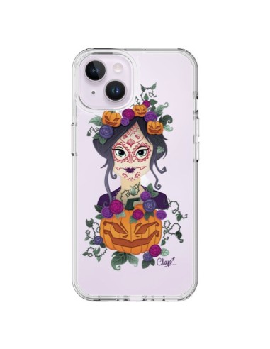 iPhone 14 Plus Case Girl Closed Eyes Santa Muerte Clear - Chapo