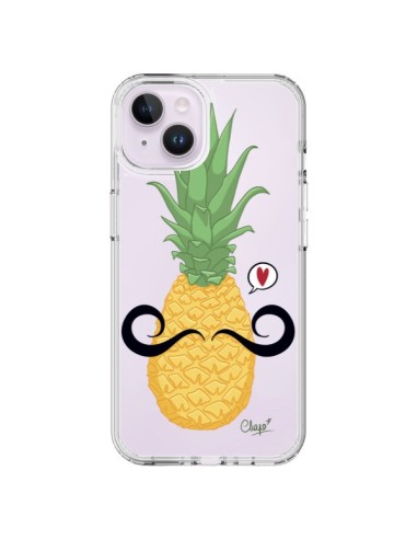 Coque iPhone 14 Plus Ananas Moustache Transparente - Chapo