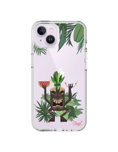 Coque iPhone 14 Plus Tiki Thailande Jungle Bois Transparente - Chapo