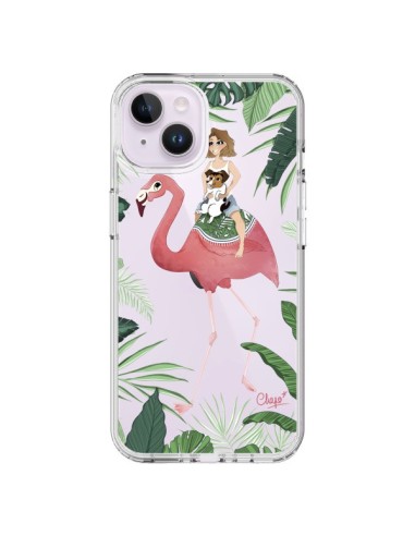 Coque iPhone 14 Plus Lolo Love Flamant Rose Chien Transparente - Chapo