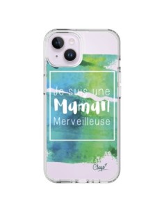 Coque iPhone 14 Plus Je suis une Maman Merveilleuse Bleu...