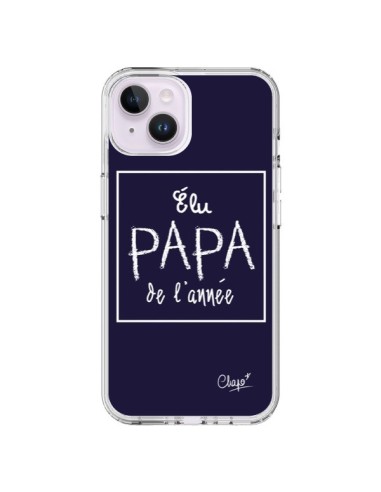 Coque iPhone 14 Plus Elu Papa de l'Année Bleu Marine - Chapo