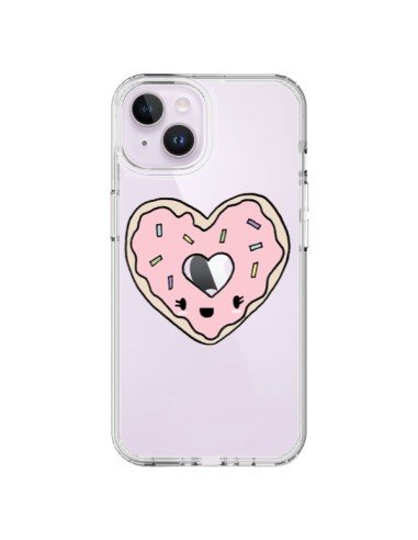Coque iPhone 14 Plus Donuts Heart Coeur Rose Transparente - Claudia Ramos