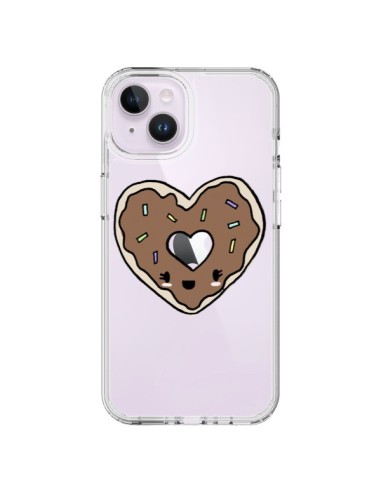 Coque iPhone 14 Plus Donuts Heart Coeur Chocolat Transparente - Claudia Ramos