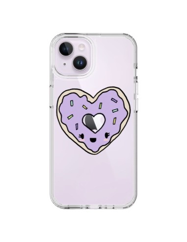 Cover iPhone 14 Plus Ciambella Cuore Viola Trasparente - Claudia Ramos