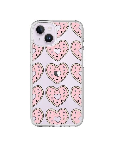 Coque iPhone 14 Plus Donuts Heart Coeur Rose Pink Transparente - Claudia Ramos