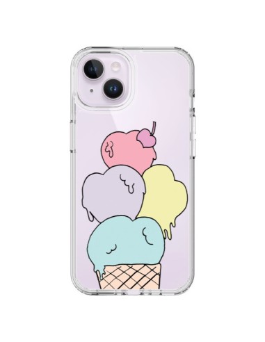 Coque iPhone 14 Plus Ice Cream Glace Summer Ete Coeur Transparente - Claudia Ramos