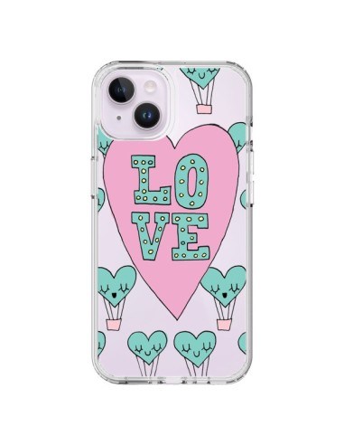 Coque iPhone 14 Plus Love Nuage Montgolfier Transparente - Claudia Ramos
