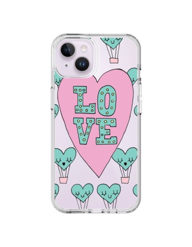 Cover iPhone 14 Plus Amore Nuvole Mongolfiera Trasparente - Claudia Ramos