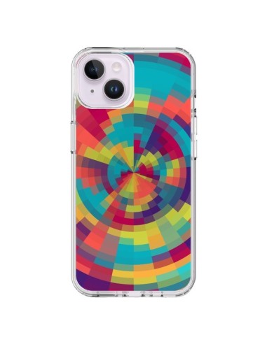 Coque iPhone 14 Plus Spirale de Couleurs Rouge Vert - Eleaxart