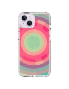 Coque iPhone 14 Plus Spirale de Couleurs Rose Vert -...