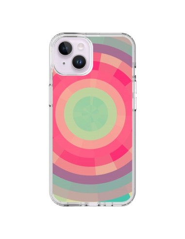 Coque iPhone 14 Plus Spirale de Couleurs Rose Vert - Eleaxart